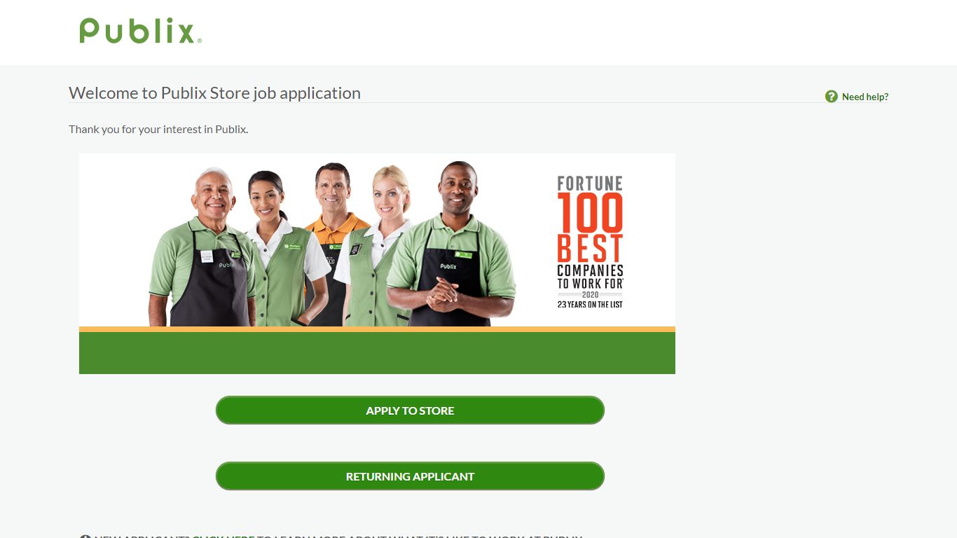 Welcome to Publix Store job application