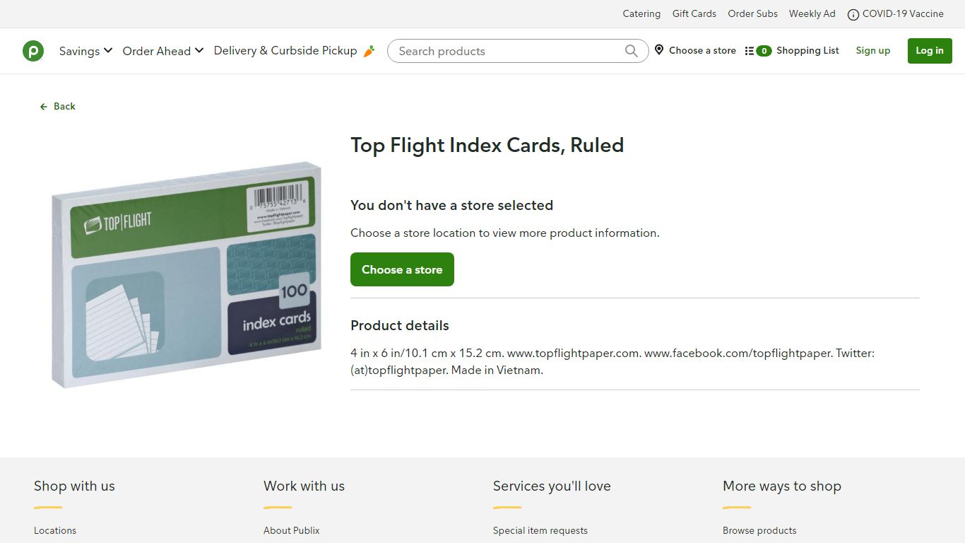 Top Flight Index Cards, Ruled | Publix Super Markets